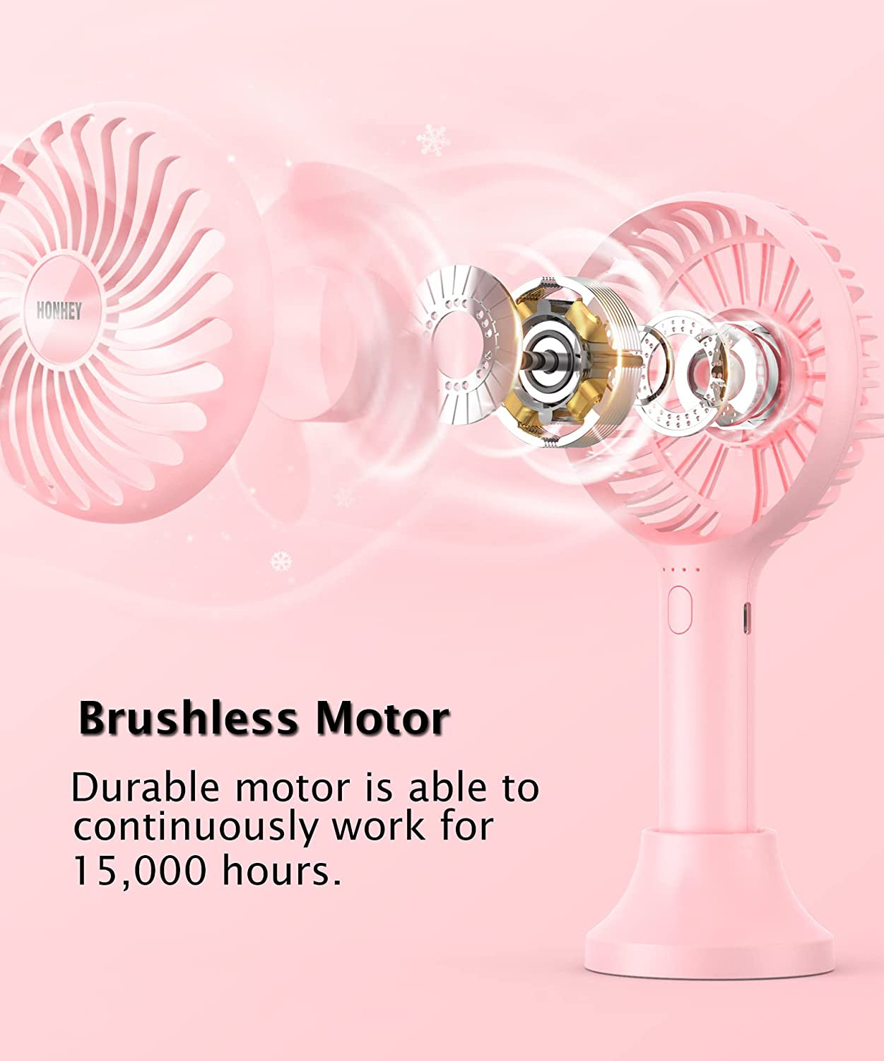 Handheld Fan Portable, Mini Hand Held Fan with USB Rechargeable Battery, 4 Speed Personal Desk Table Fan with Base, 3-10 Hours Operated Small Makeup Eyelash Fan for Women Girls Kids Outdoor