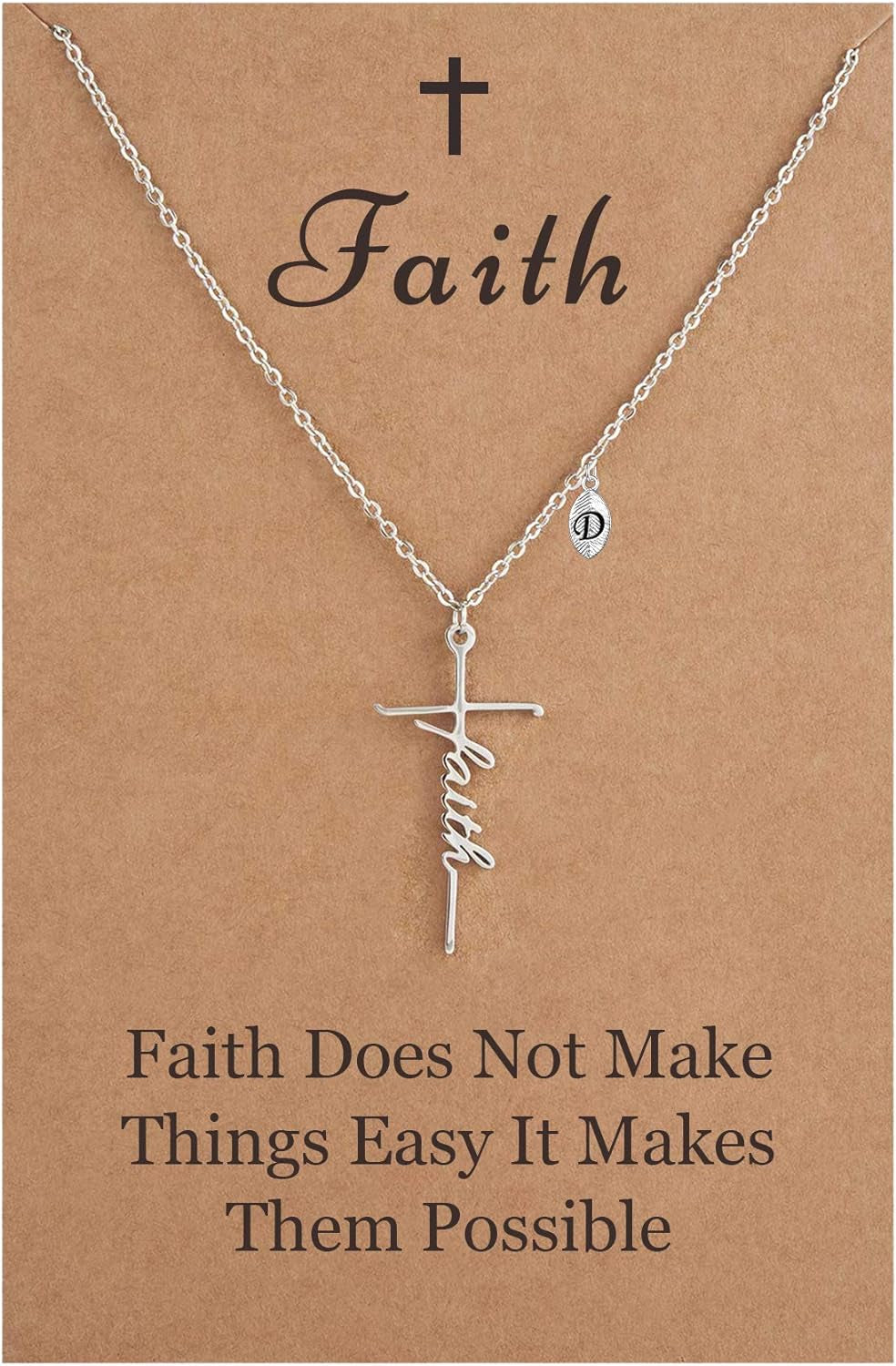 Cross Necklace for Women - Faith Necklace for Women - Initial Christian Jewelry for Women - 18K Gold/Rose Gold/Silver Plated 26 Letters Religious Cross Pendant Necklace Christmas Gifts