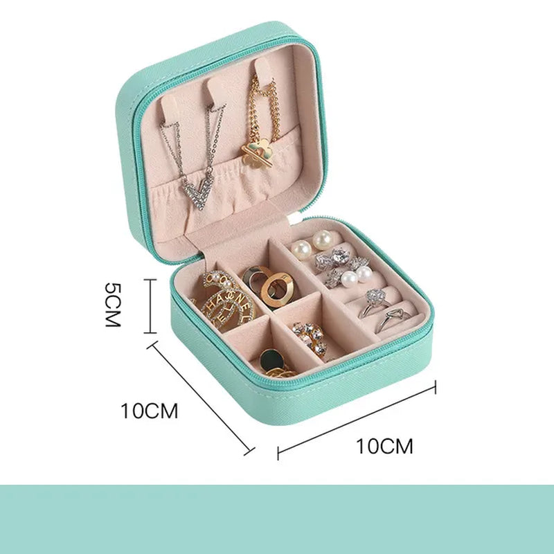 Portable Mini Jewelry Storage Box Travel Organizer Jewelry Case Leather Storage Earrings Necklace Ring Jewelry Organizer Display