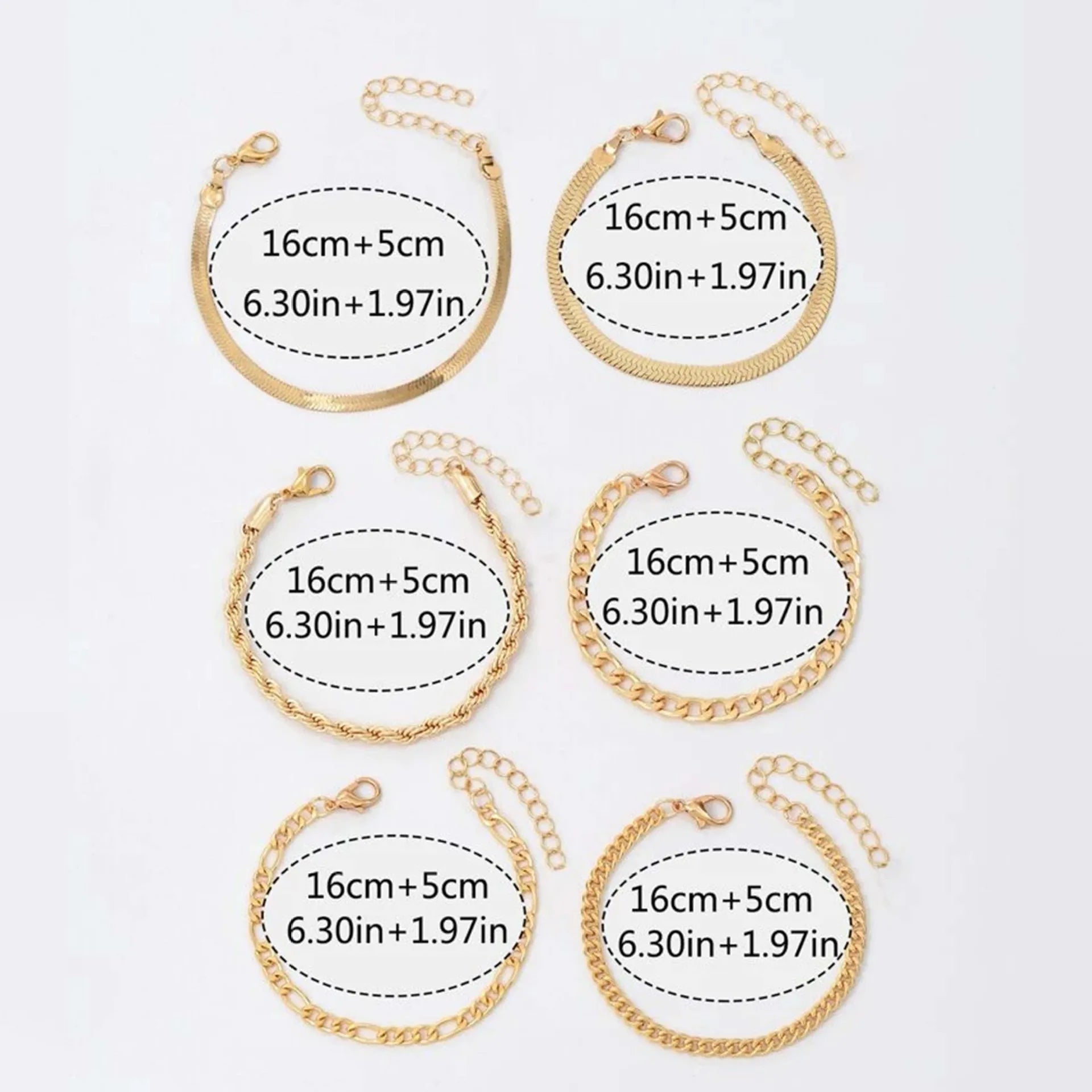 Elegant 6-Piece Bracelet Set - 14K Gold Plated, Timeless Classic Design - Perfect Accessory for Every Occasion or Gift