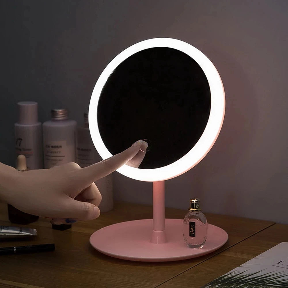 LED Makeup Mirror Touch Adjustable Lighting Desktop Makeup Mirror with Light Creative Makeup LED Light Mirrors