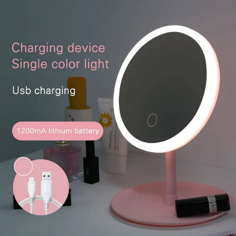 LED Makeup Mirror Touch Adjustable Lighting Desktop Makeup Mirror with Light Creative Makeup LED Light Mirrors